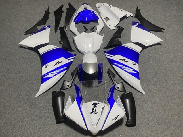 Carena Moto Yamaha YZF 1000 R1 2009-2011 - Bianco Blu Argento Nero Banda