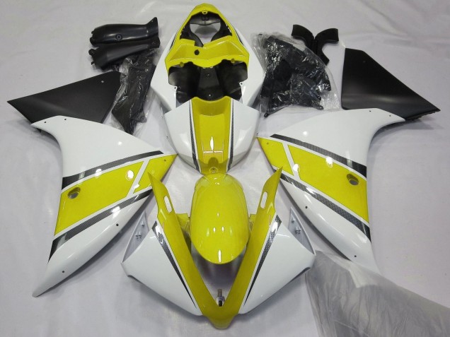 Carena Moto Yamaha YZF 1000 R1 2009-2011 - Bianco Giallo Nero Opaco