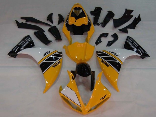 Carena Moto Yamaha YZF 1000 R1 2009-2011 - Giallo Bianco Nero Banda