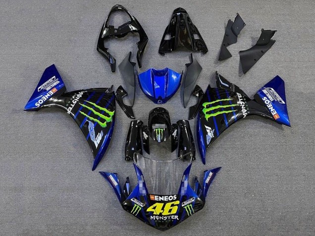 Carena Moto Yamaha YZF 1000 R1 2012-2014 - Nero Lucido Blu Verde Mostro Energy ENEOS Yamalube