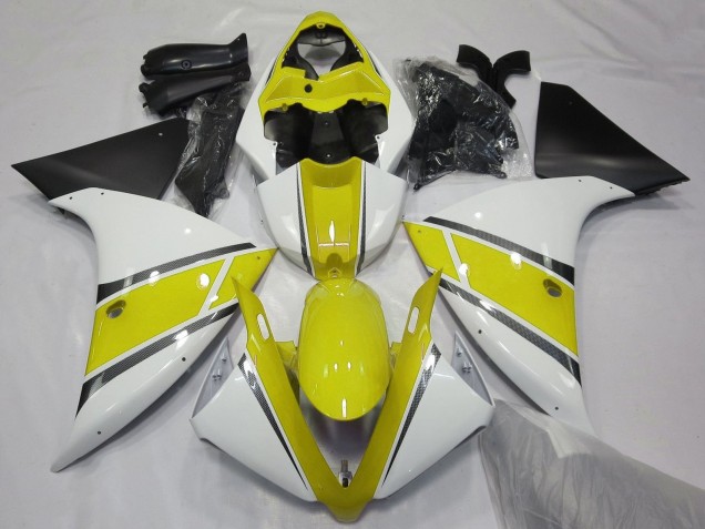 Carena Moto Yamaha YZF 1000 R1 2012-2014 - Bianco Giallo Nero Opaco