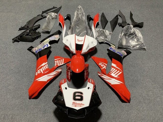 Carena Moto Yamaha YZF 1000 R1 2015-2019 - Bianco Rosso Nero Milwaukee