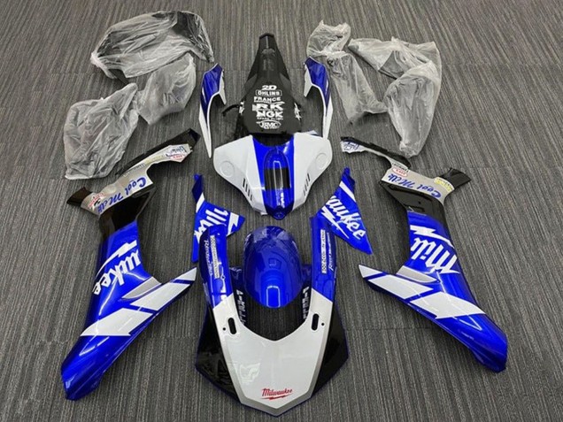 Carena Moto Yamaha YZF 1000 R1 2015-2019 - Bianco Blu Nero Milwaukee