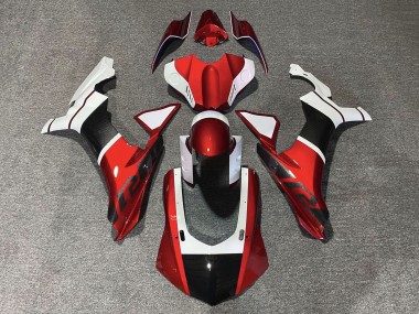 Carena Moto Yamaha YZF 1000 R1 2015-2019 - Bianco Rosso Falso Fibra di Carbonio Fabbrica