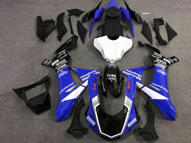 Carena Moto Yamaha YZF 1000 R1 2015-2019 - Blu Bianco Nero Lucido