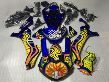 Carena Moto Yamaha YZF 1000 R1 2015-2019 - Blu Giallo Arancia Tribal Sun Fabbrica