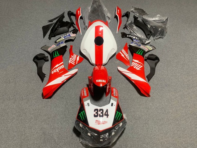 Carena Moto Yamaha YZF 1000 R1 2020-2025 - Bianco Rosso Nero Verde Mostro Milwaukee