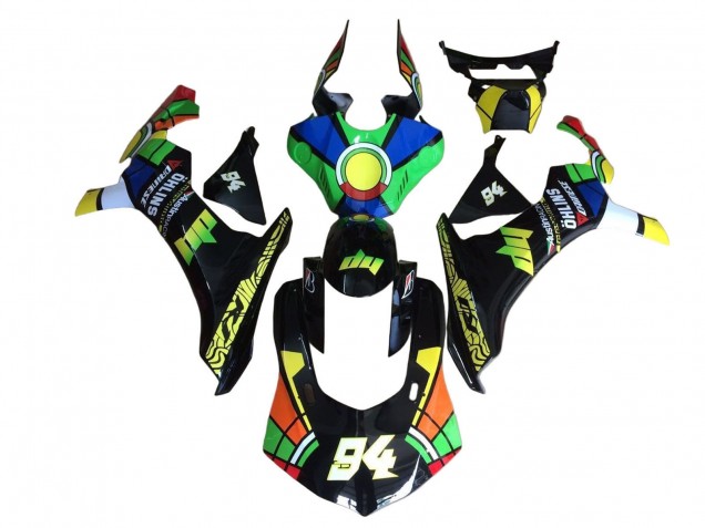 Carena Moto Yamaha YZF 1000 R1 2020-2025 - Blu Verde Giallo Rosso Nero Ruota dei Colori 94
