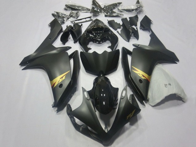 Carena Moto Yamaha YZF 1000 R1 2007-2008 - Nero Lucido Nero Opaco Oro Decal