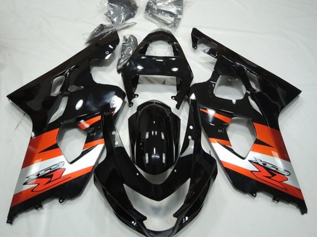 Carena Moto Suzuki GSXR 600 / GSXR 750 2004-2005 - Nero Lucido Arancia Bianco Decal