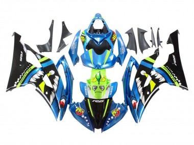 Carena Moto Yamaha YZF R6 2008-2016 - Blu Verde Nero Lucido Squalo Fabbrica