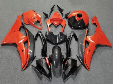 Carena Moto Yamaha YZF R6 2008-2016 - Arancia Nero Fibra di Carbonio Stile Fabbrica
