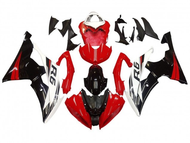 Kit Carena Moto Yamaha YZF R6 2008-2016 - Bianco Rosso Nero Lucido