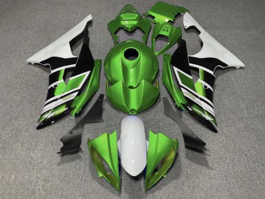 Carena Moto Yamaha YZF R6 2008-2016 - Bianco Verde Nero Lucido Banda Fabbrica