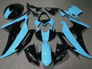 Carena Moto Yamaha YZF R6 2008-2016 - Azzurro Chiaro Nero Lucido Fabbrica