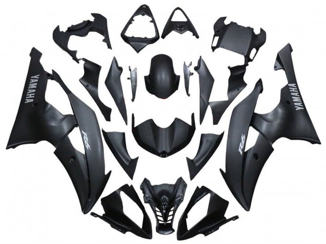 Carena Moto Yamaha YZF R6 2008-2016 - Nero Opaco Argento Decals