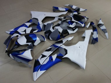 Carena Moto Yamaha YZF R6 2008-2016 - Bianco Blu Grigio Camouflage Fabbrica