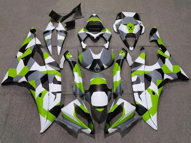 Carena Moto Yamaha YZF R6 2008-2016 - Bianco Verde Grigio Nero Camouflage