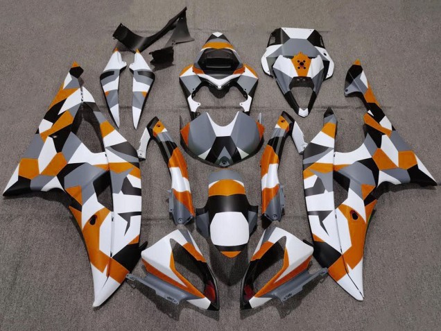 Carena Moto Yamaha YZF R6 2008-2016 - Bianco Arancia Grigio Nero Camouflage