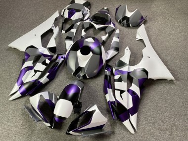 Carena Moto Yamaha YZF R6 2008-2016 - Bianco Viola Grigio Nero Camouflage Fabbrica