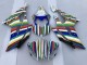 Carena Moto Yamaha YZF R6 2008-2016 - Bianco Blu Verde Giallo Rosso Arcobaleno Banda
