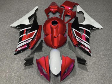 Carena Moto Yamaha YZF R6 2008-2016 - Bianco Rosso Nero Lucido Banda Fabbrica
