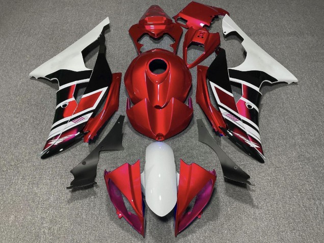 Carena Moto Yamaha YZF R6 2008-2016 - Bianco Rosso Nero Lucido Banda