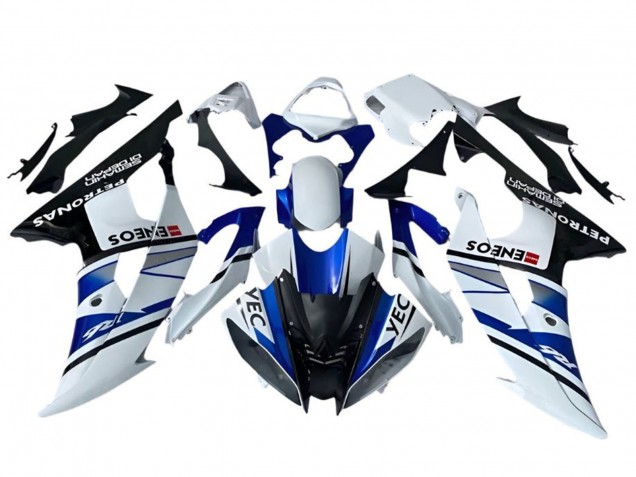 Carena Moto Yamaha YZF R6 2008-2016 - Bianco Blu Nero YEC ENEOS Petronas Semakin Didepan