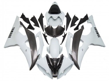 Carena Moto Yamaha YZF R6 2008-2016 - Bianco Falso Fibra di Carbonio Stile Fabbrica