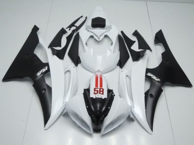 Carena Moto Yamaha YZF R6 2008-2016 - Bianco Rosso Nero Opaco 58 Fabbrica