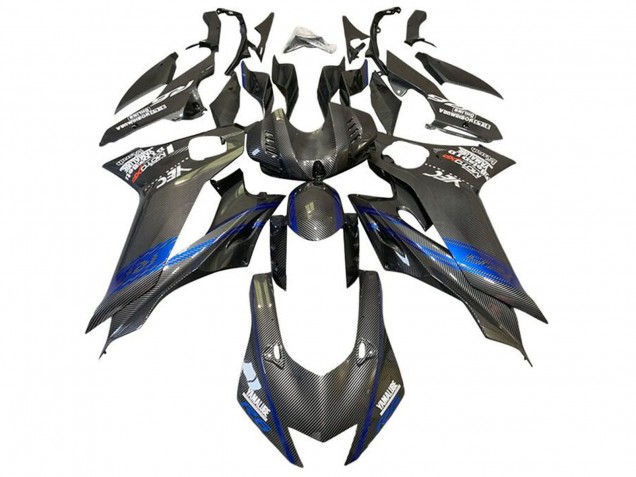 Carene Moto Yamaha YZF R6 2017-2025 - Blu Nero Falso Fibra di Carbonio