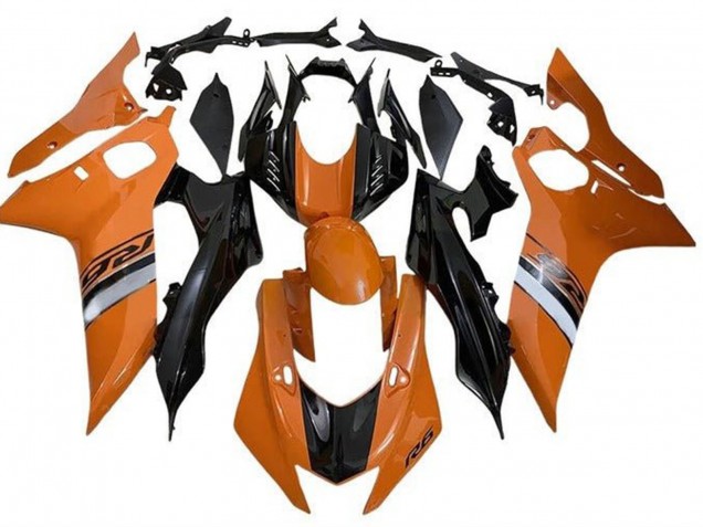 Carene Moto Yamaha YZF R6 2017-2025 - Arancia Argento Nero Lucido
