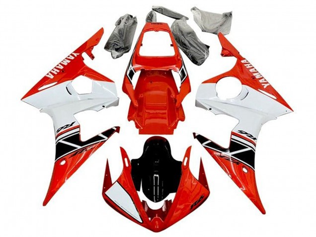 Carena Moto Yamaha YZF R6 2003-2004 - Rosso Bianco Nero Lucido Banda