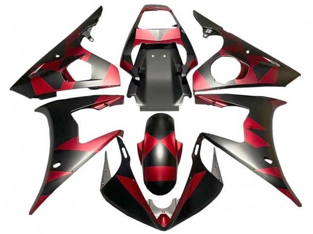 Carena Moto Yamaha YZF R6 2003-2004 - Rosso Nero Opaco Geometrico