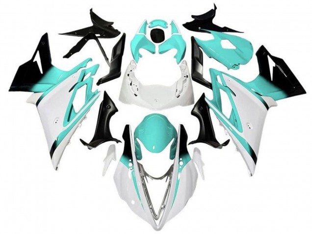 Carena Moto Triumph Daytona 675 Triple 2013-2016 - Bianco Turchese Blu Nero Lucido