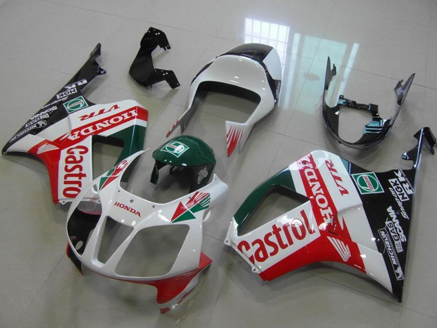 Kit Carena Moto ABS Honda VTR1000 2000-2006 - Bianco Rosso Verde Nero Lucido Castrol