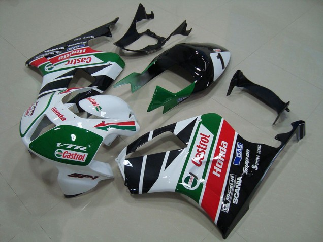 Kit Carena Moto ABS Honda VTR1000 2000-2006 - Bianco Rosso Verde Nero Lucido Castrol