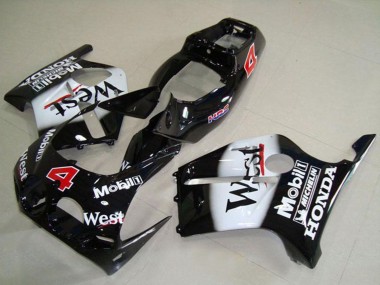 Carena Moto Honda CBR250RR MC19 1988-1989 - Nero Lucido Bianco West Mobil HRC 4 Fabbrica
