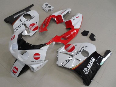 Carena Moto Honda CBR250RR MC22 1990-1998 - Bianco Rosso Nero Lucido Konica Minolta Fabbrica