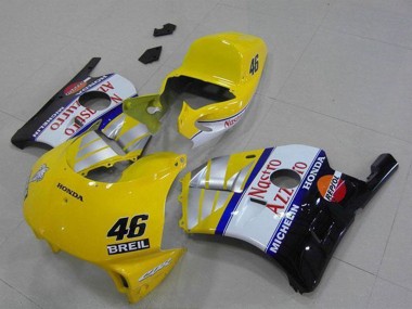 Carena Moto Honda CBR250RR MC22 1990-1998 - Giallo Argento Bianco Rosso Nastro Azzurro Breil 46 Fabbrica