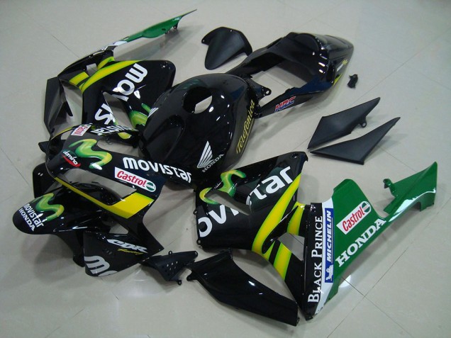 Carena Moto Honda CBR600RR 2003-2004 - Nero Lucido Giallo Verde MoviStar