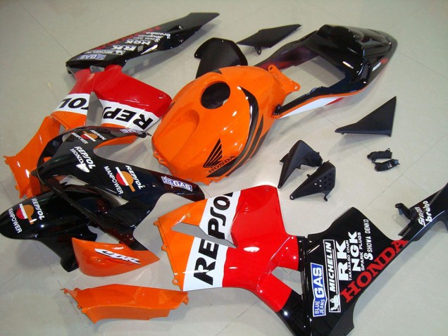 Kit Carena Moto Completo Honda CBR600RR 2003-2004 - Arancia Bianco Rosso Nero Lucido Repsol
