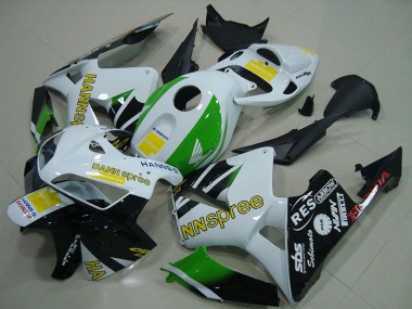 Carena Moto Honda CBR600RR 2005-2006 - Bianco Verde Giallo Nero Lucido Hannspree Fabbrica