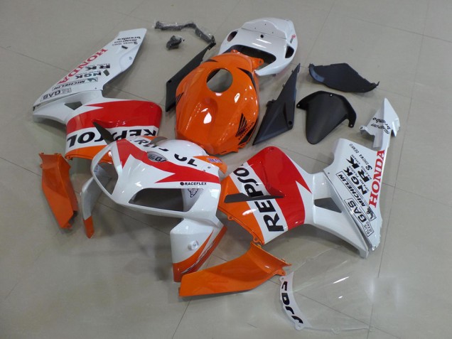 Kit Carena Moto Completo Honda CBR600RR 2005-2006 - Arancia Bianco Rosso Nero Lucido Repsol
