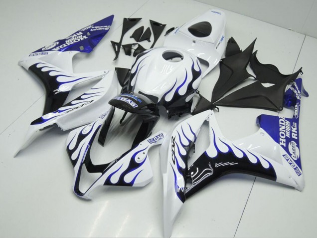 Carena Moto Honda CBR600RR 2007-2008 - Bianco Blu Nero Lucido Fiamma