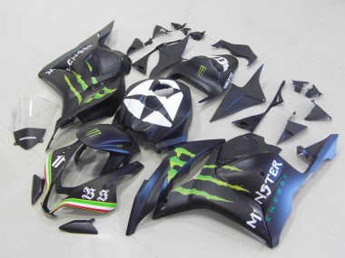 Carena Moto Honda CBR600RR 2009-2012 - Nero Opaco Blu Verde Mostro Fabbrica