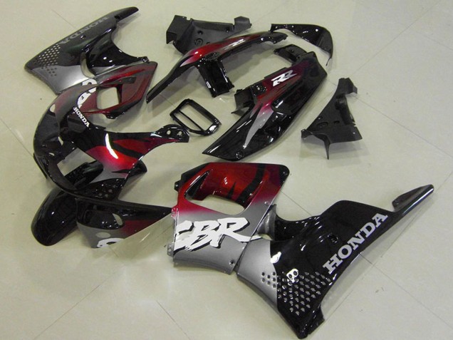Carena Moto Honda CBR900RR 893 1996-1997 - Argento Rosso Bordeaux Nero Lucido
