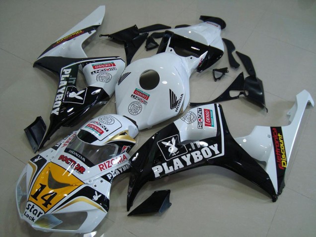 Carena Moto Honda CBR1000RR 2006-2007 - Bianco Giallo Nero Lucido Denso Playboy 14