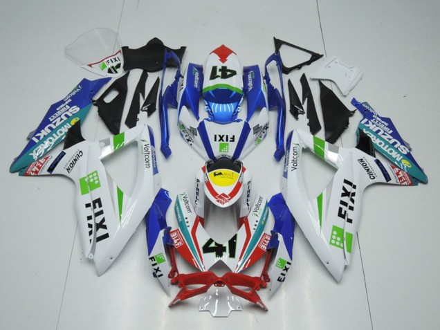 Carena Moto Suzuki GSXR 1000 2009-2016 - Bianco Blu Rosso Giallo Verde Fixi 41