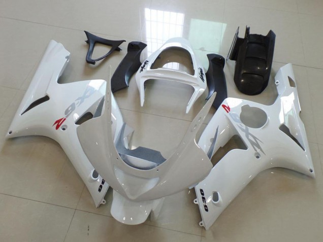 Carena Moto Kawasaki ZX6R 2003-2004 - Bianco Argento Decals